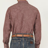 Red Textured Pearl Snap- Back View