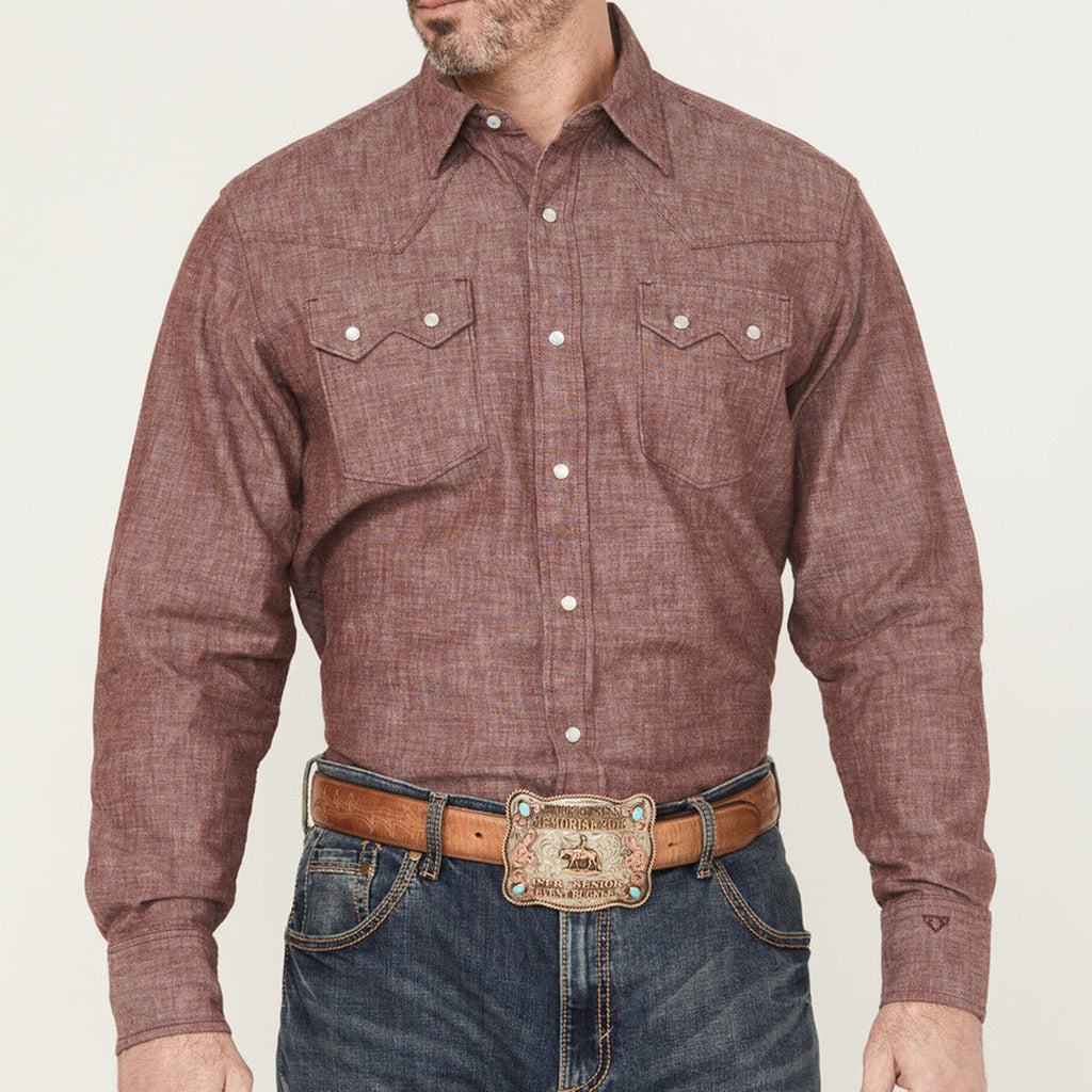 Red Textured Pearl Snap- Front View