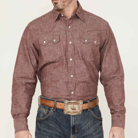 Red Textured Pearl Snap- Front View