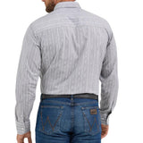Grey and White Striped Button up- Back View