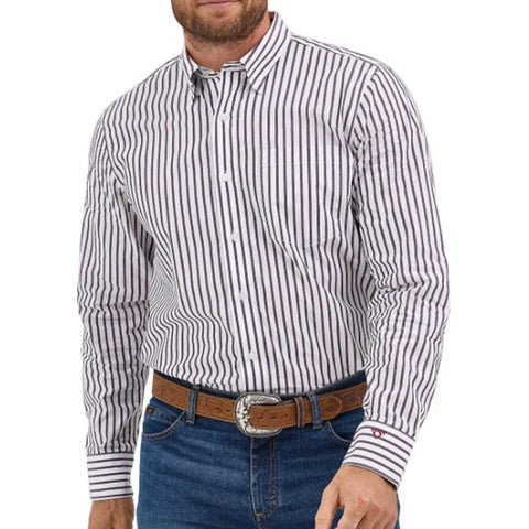 Grey and White Long Sleeve Button up