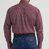 Red and Grey Paisley Pearl Snap- Back View