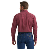 Wrangler Men's Burgundy Dot Pattern Button Up