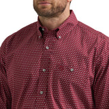 Wrangler Men's Burgundy Dot Pattern Button Up