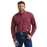 Wrangler Men's Burgundy Dot Pattern Button Up