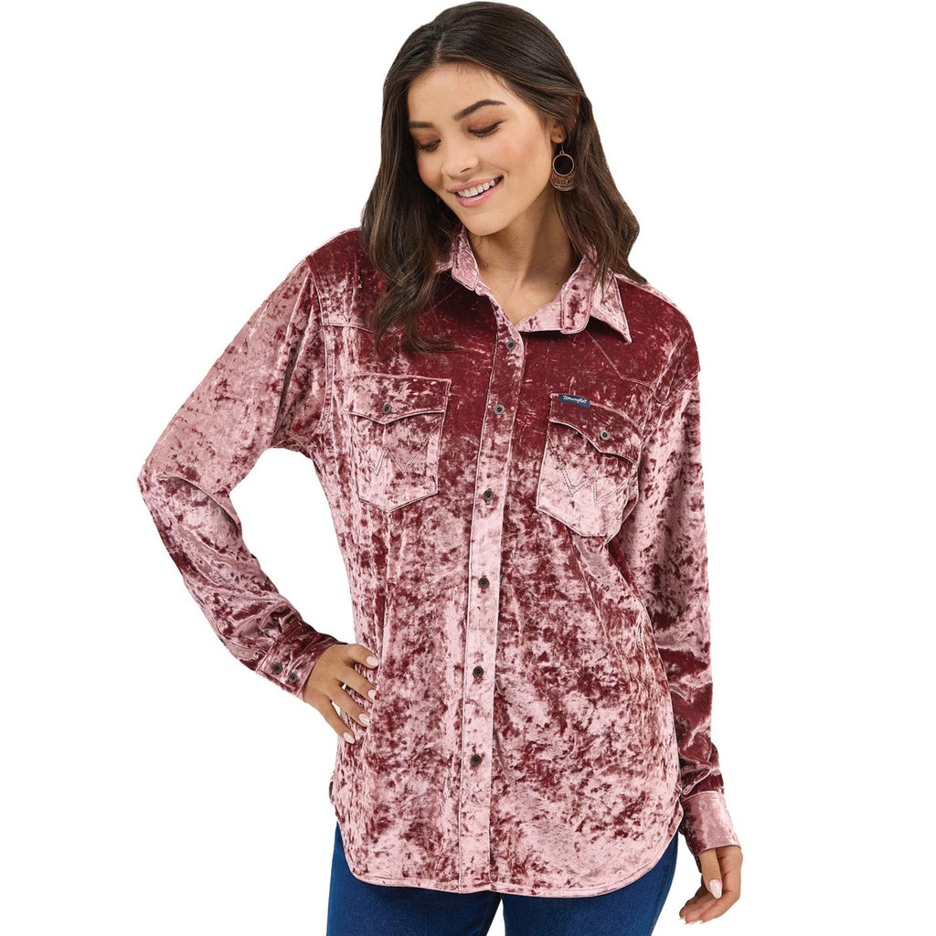 Wrangler Wine Vintage Boyfriend Button-up Shirt