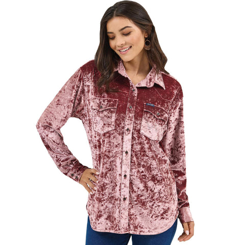 Wrangler Wine Vintage Boyfriend Button-up Shirt