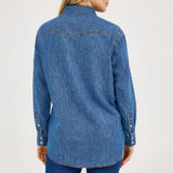 Denim Button Up With Bronc Pattern- Back View