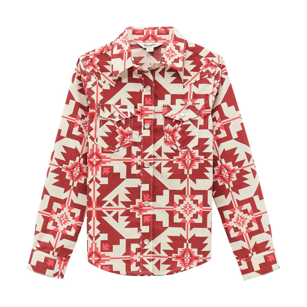 Wrangler Girls Pink Long Sleeve Geo Print