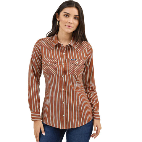 Wrangler Rust and White stripe Long Sleeve 