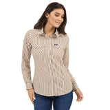 Wrangler White and Brown Stripe Long Sleeve 