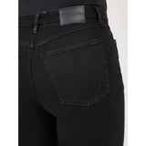women's black high-rise, boot cut jean-back pocket view