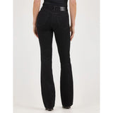 women's black high-rise, boot cut jean-back view