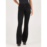 women's black high-rise, boot cut jean-front view