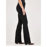 women's black high-rise, boot cut jean-side view