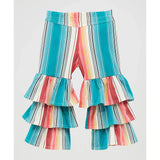 Wrangler® Infant/Toddler Serape Stripe Tiered Ruffle Flare Jeans-back view