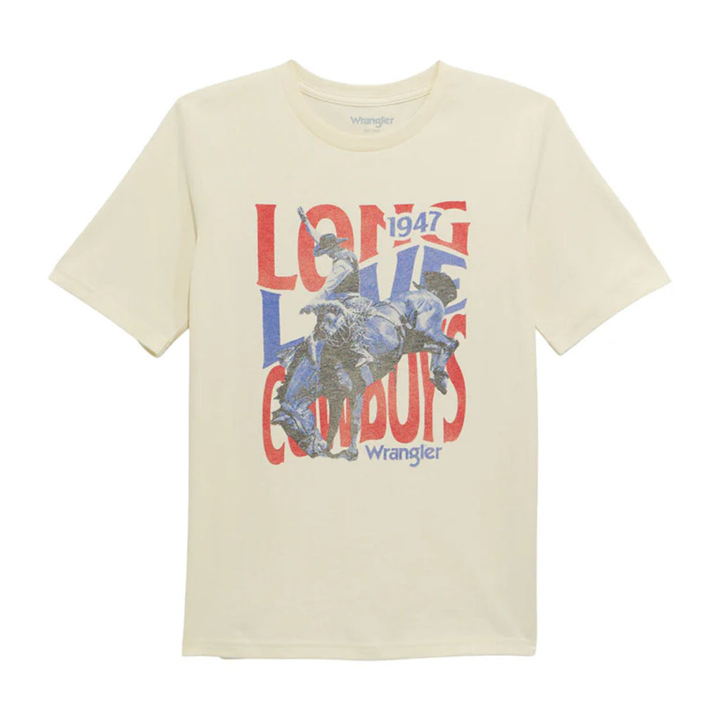 Wrangler White Buck Boy's 'Long Live Cowboys' Logo Front Graphic T-Shirt
