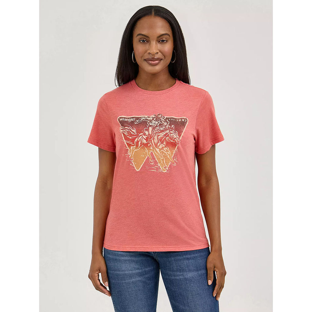 WRANGLER WOMENS WESTERN TEE - BURNT SIENNA HEATHER