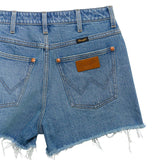 High Rise Denim Shorts Light Wash Back Pocket View