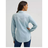 Wrangler Women's Vintage Western Snap Front Shirt Back View