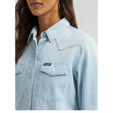 Wrangler Women's Vintage Western Snap Front Shirt Pocket VIew