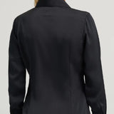 Black Satin Embroidered Shirt with Pearl Snaps- Back View