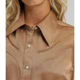 Wrangler x Lainey Wilson Glam Satin Western Snap Shirt collar view