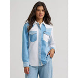 Women's Wrangler Snap Front Denim Shirt in Mis Matched Pieces