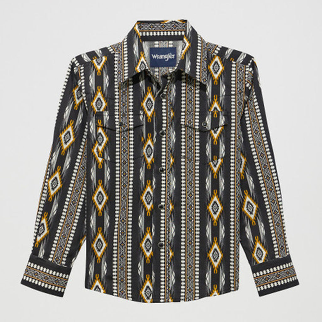 WRANGLER CHECOTAH BLACK/BROWN PRINT - KIDS SHIRT