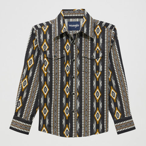 WRANGLER CHECOTAH BLACK/BROWN PRINT - KIDS SHIRT