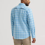 Back side view of the shirt, the back has mesh venting. 