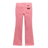 Back side view of the pink jeans. 