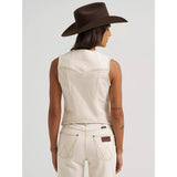 Wrangler Women's Vintage Denim Vest White Back View