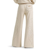Cream Boot Stitch Sweatpants showing Back Pocket