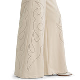 Cream Boot Stitch Sweatpants Close-up of Stitching on Legs