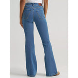 Back view of a model wearing the Wrangler BESPOKE High Rise Fashion Flare Jean, showing the shaped high‑rise fit, clean back pockets, and smooth fashion‑flare finish.