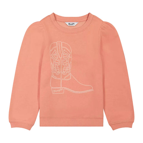 Girls’ puff sleeve graphic fleece sweatshirt on a white background, front view showing the playful graphic, puff sleeves, and soft fleece fabric.
