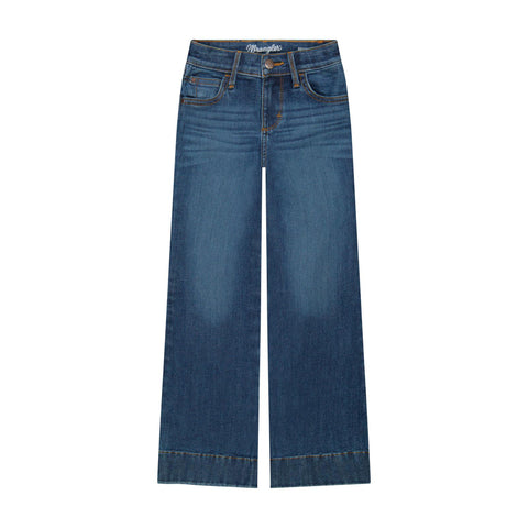 Front side view of Wrangler Girl's Aniyah Bespoke Bootcut Jeans 