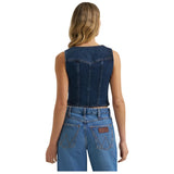 Wrangler Women's Retro Americana Denim Bustier Vest Back View