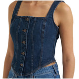 Wrangler Women's Retro Americana Denim Bustier Vest Front Angle View