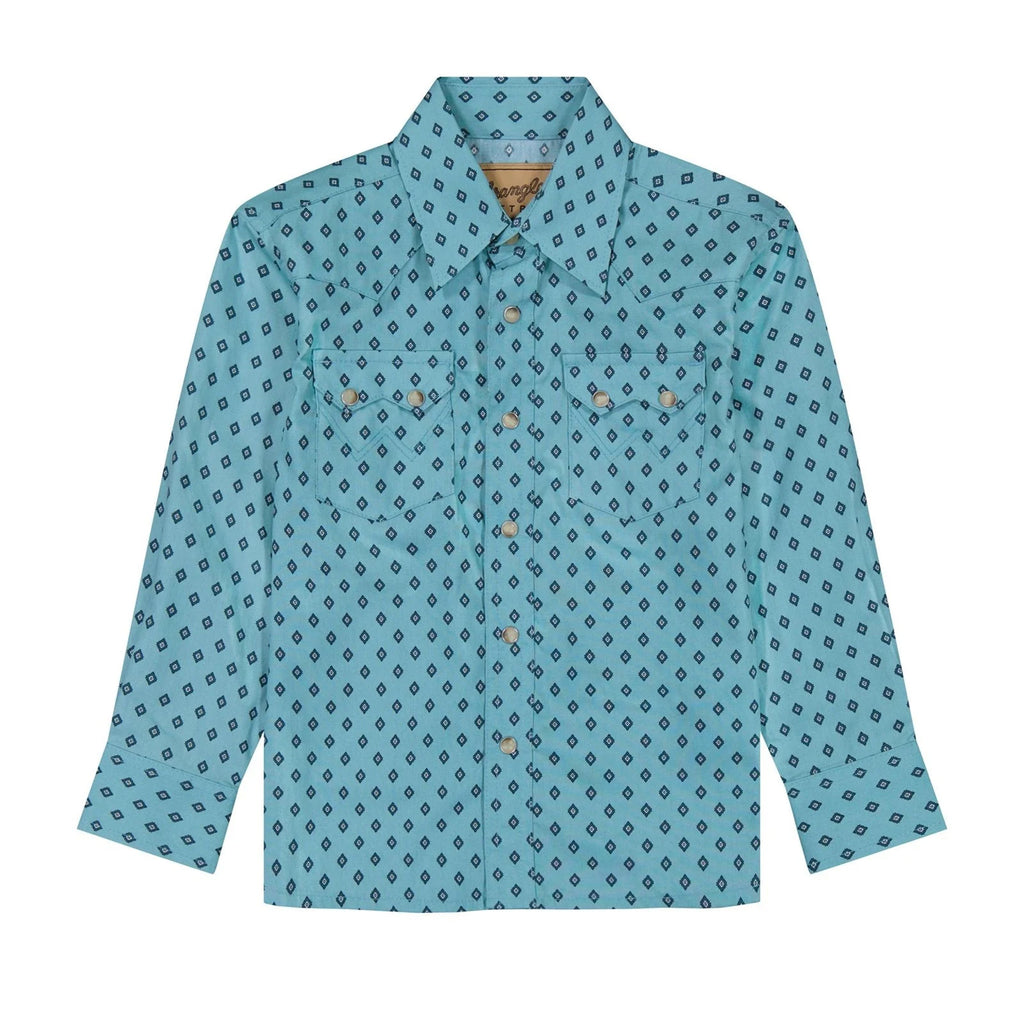 Wrangler Boys Aqua Retro Long Sleeve Shirt
