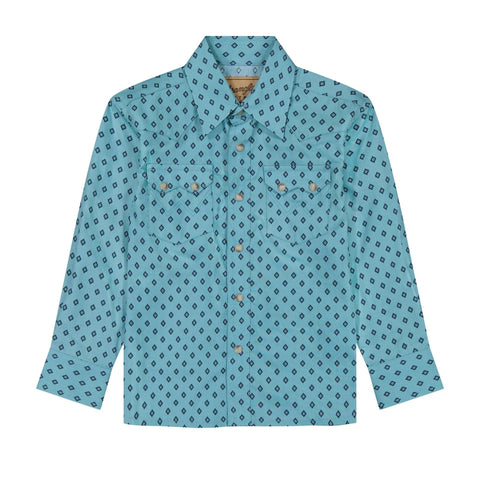 Wrangler Boys Aqua Retro Long Sleeve Shirt