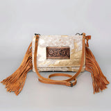 Gold Hide purse with strap and fringe
