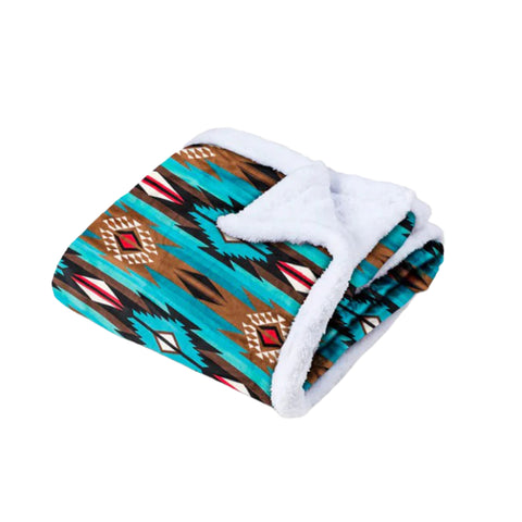 Tea and Brown Aztec Fleece Blanket