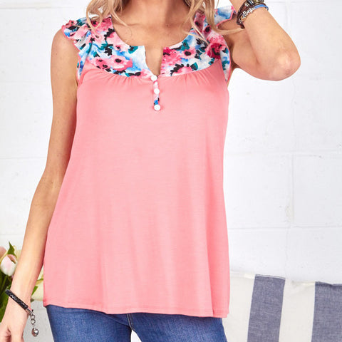 Rose Floral Sleeveless Top