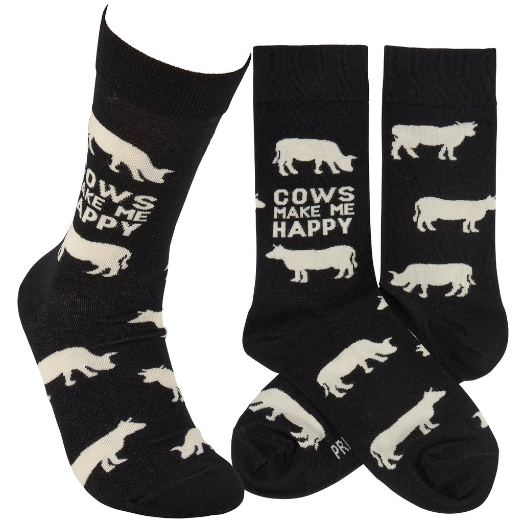 Black Socks with White Cows and Says Cows Make Me Happy