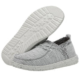 Side view and bottom side view of Wendy Halo Stone White shoes. 