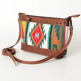 Small aztec blanket purse with leather strap