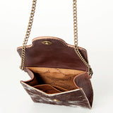 Open view. Inside pockets. Snap flap closure. 