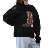 Women's Cowboy Boot Graphic Sweater Side View